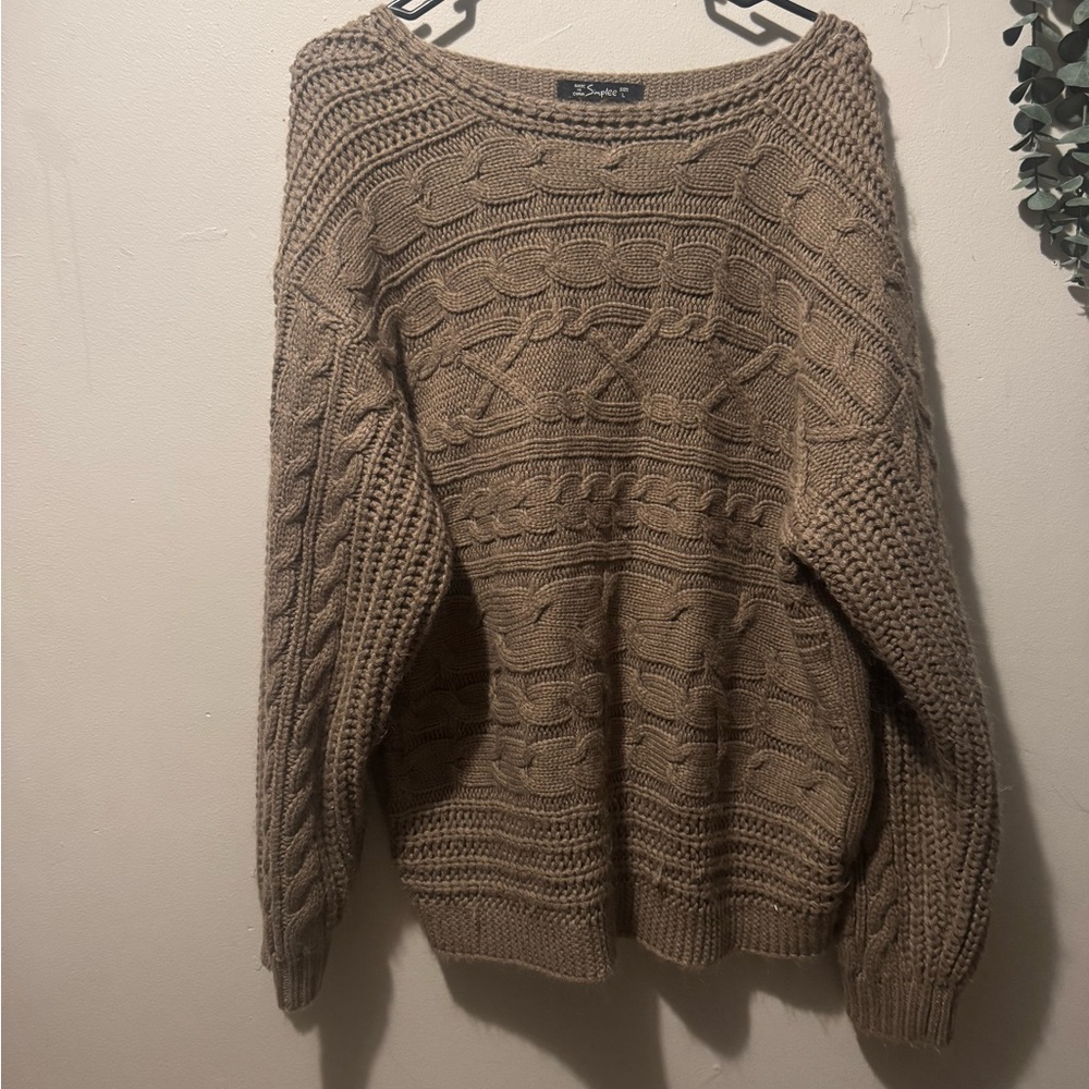 Cozy Tan Cable Knit Sweater
